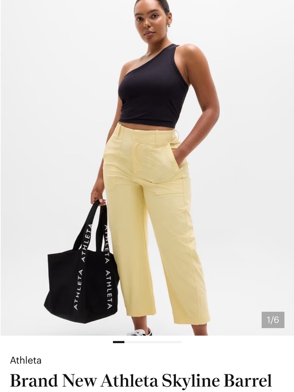 Athleta Pale Yellow Cropped Wide-Leg Pants
